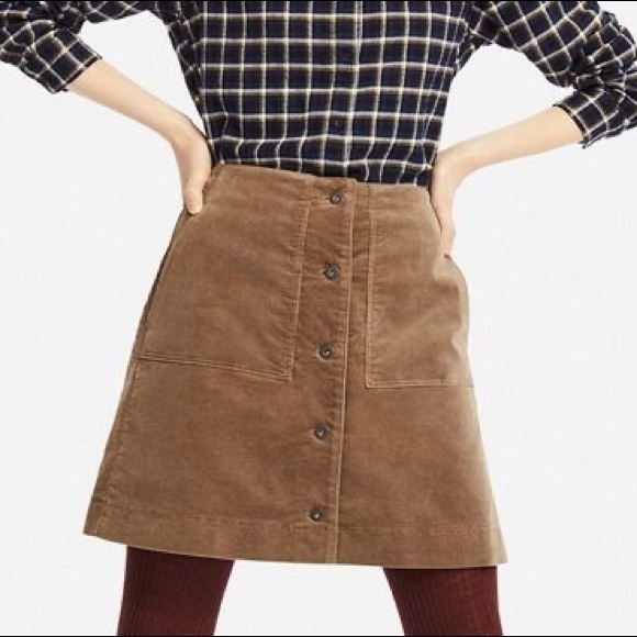 Uniqlo Dresses & Skirts - Uniqlo button up brown corduroy mini skirt